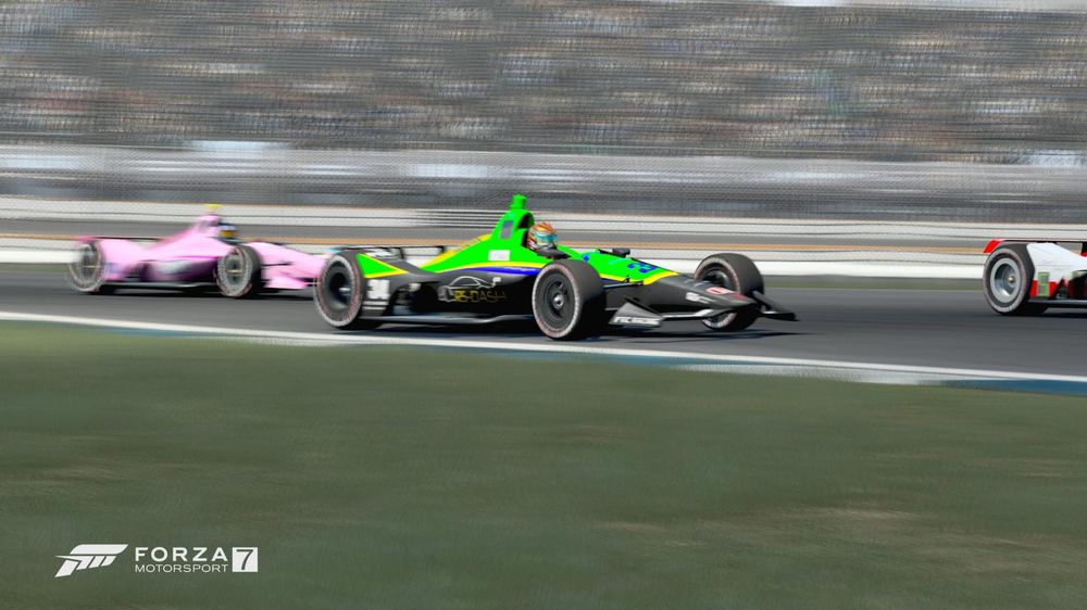 IndyCars racing on track in FM7, photo by FTC Infernas