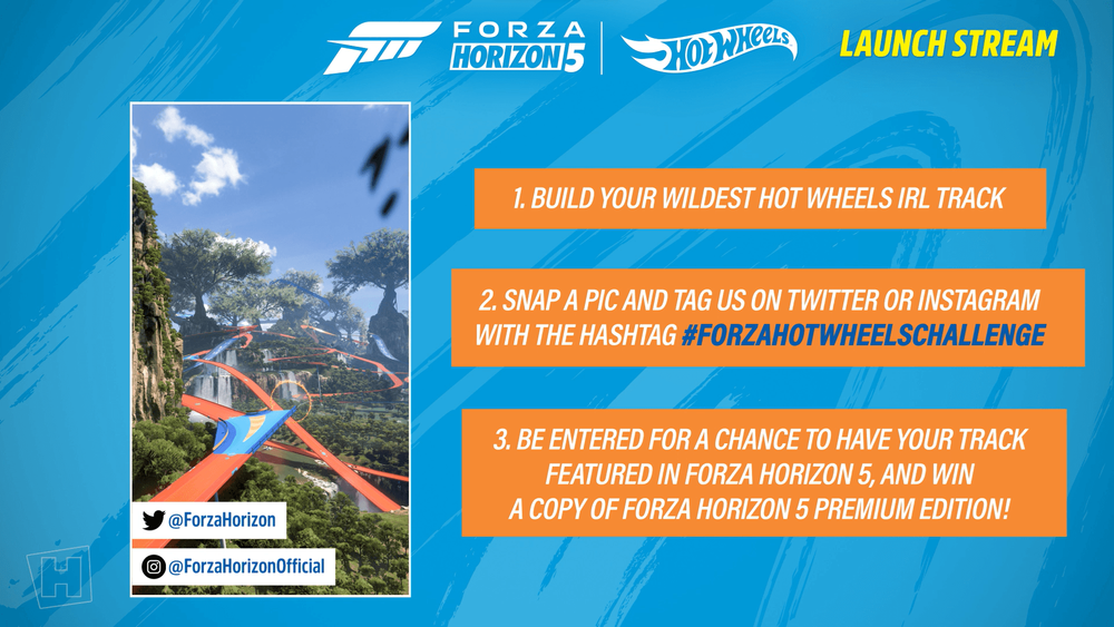 Details on the #ForzaHotWheelsChallenge in FH5's launch stream