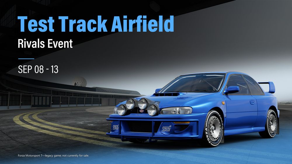 An FM7 Rivals announcement for Test Track Airfield Sep 08-13.