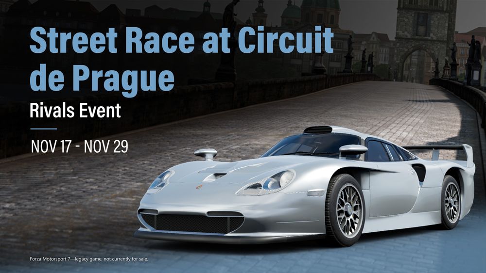 An FM7 Rivals announcement for Street Race at Circuit de Prague Nov. 17th-29th