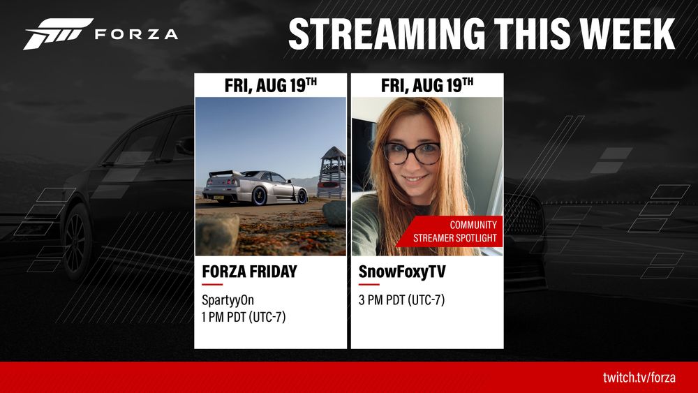 A Twitch tune-in schedule shows livestreams on Friday August 19th.