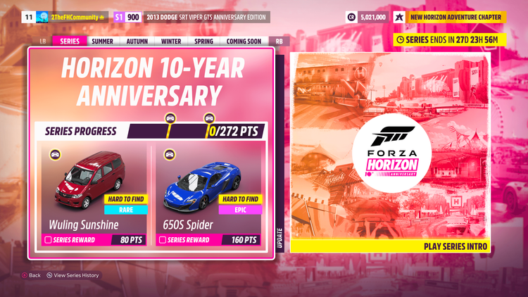 Forza Horizon 5 Celebrates The Horizon 10-Year Anniversary