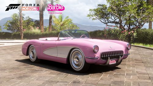 The Barbie iconic pink 1956 Chevrolet Corvette EV.