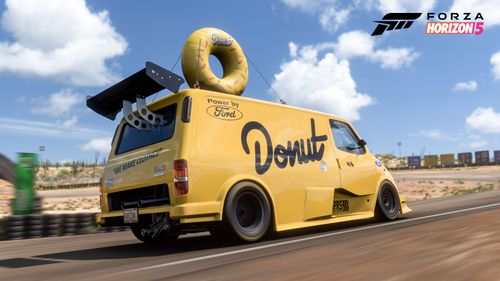 Donut Media Ford Supervan driving on a racing track