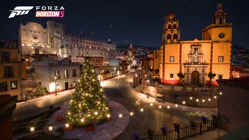 Festive trees, lights and decorations adorn the city streets of Guanajuato.