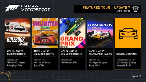 Update 7 Featured Tour Series schedule